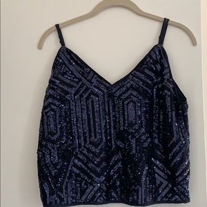 Navy sequin top